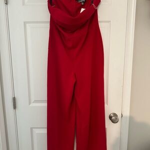 Beautiful red strapless jumpsuit !!   NWT.   Size large